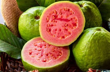 Pink flesh guava cut open